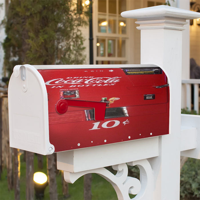 Coca Cola In Bottles Ice Cold 10 Cents Vending Machine Magnetic Mailbox Cover 18" X 21" Outdoor Decor