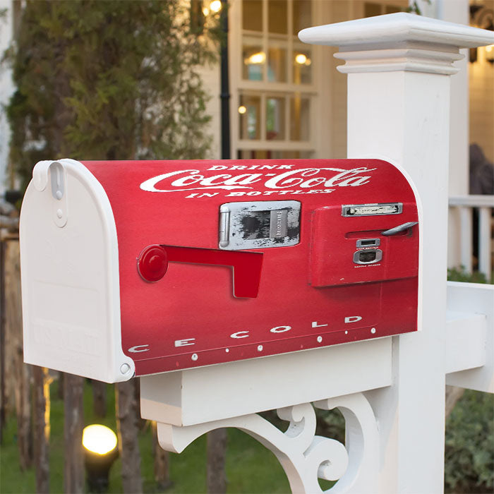 Coca Cola Old Cold Vending Machine 2 Magnetic Mailbox Cover 18" X 21" Outdoor Decor