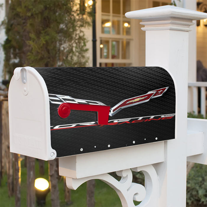 Corvette Logo Carbon Magnetic Mailbox Cover 18" X 21" Outdoor Decor
