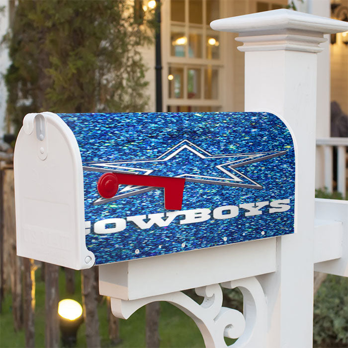 Dallas Cowboys Blue Sparkling Glitter Magnetic Mailbox Cover 18" X 21" Outdoor Decor