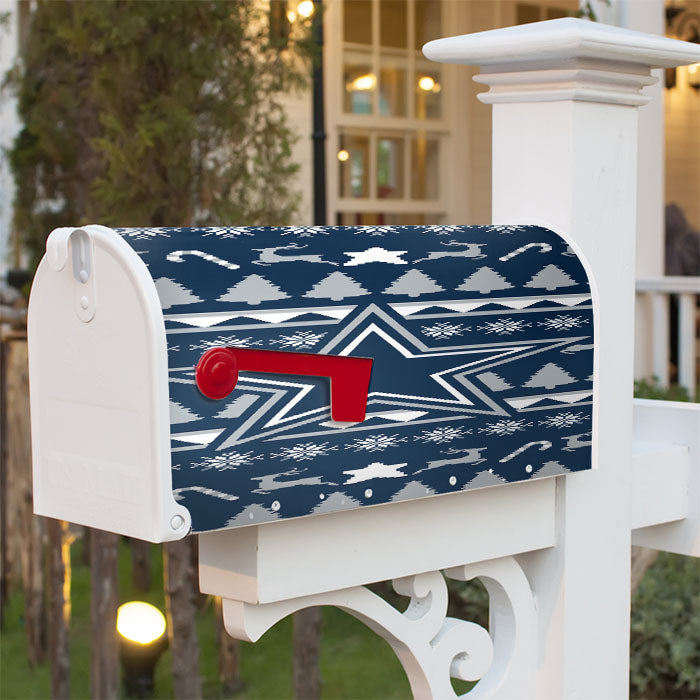 Dallas Cowboys Christmas Sweater Magnetic Mailbox Cover 18" X 21" Outdoor Decor