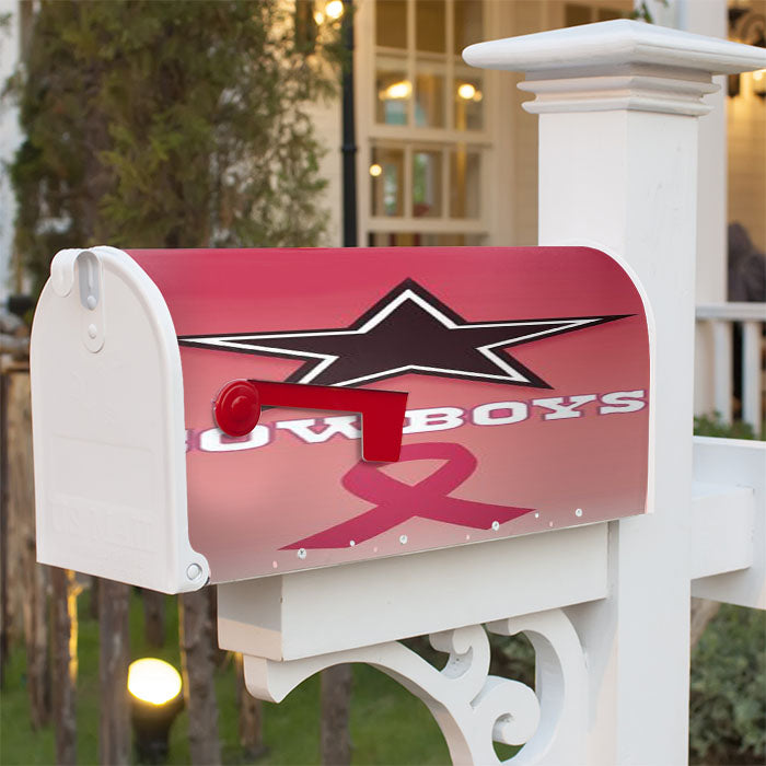 Dallas Cowboys Pink Ribbon Magnetic Mailbox Cover 18" X 21" Outdoor Decor