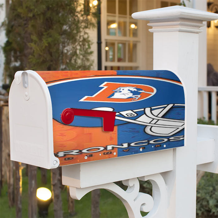 Denver Broncos Embossed Logos Helmet Magnetic Mailbox Cover 18" X 21" Outdoor Decor