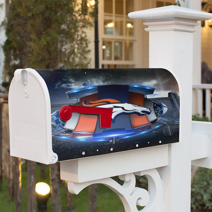 Denver Broncos Football Team Emblem Magnetic Mailbox Cover 18" X 21" Outdoor Decor