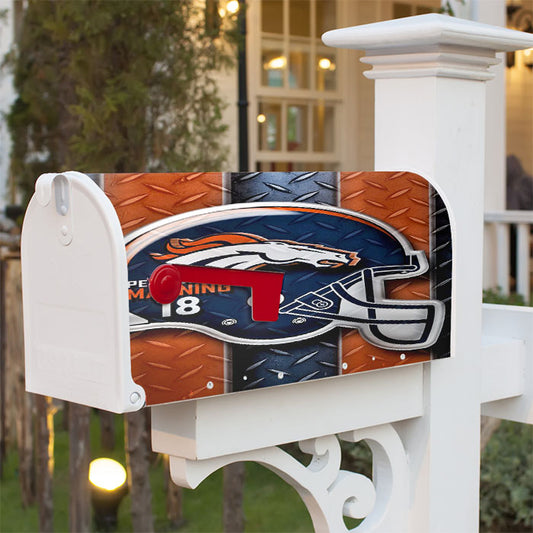 Denver Broncos Football Team Peyton Manning 18 Magnetic Mailbox Cover 18" X 21" Outdoor Decor