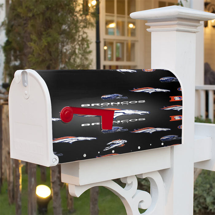 Denver Broncos Logos Magnetic Mailbox Cover 18" X 21" Outdoor Decor