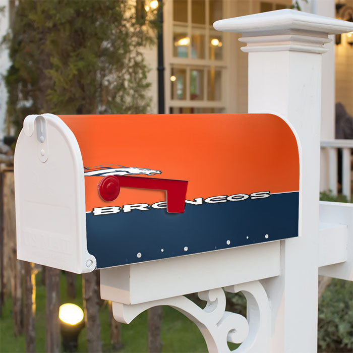 Denver Broncos Minimalist Wallpaper Magnetic Mailbox Cover 18" X 21" Outdoor Decor