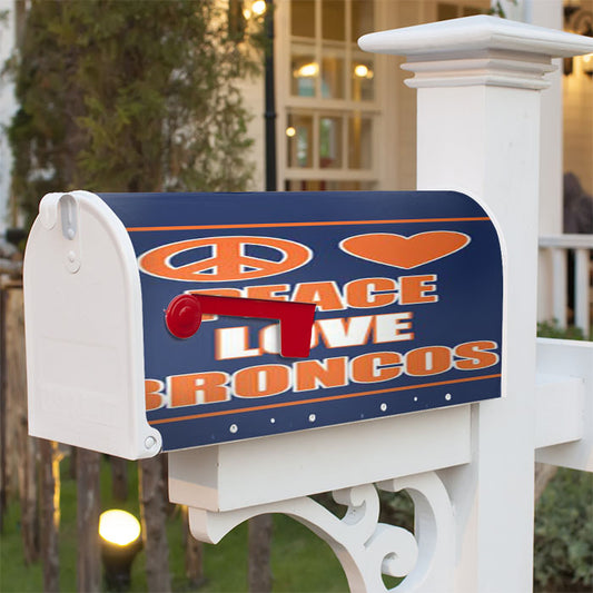 Denver Broncos Peace Love Magnetic Mailbox Cover 18" X 21" Outdoor Decor