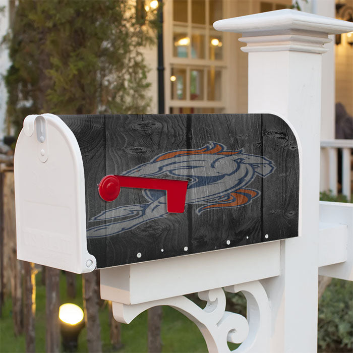 Denvers Broncos Logo Dark Wood Wallpaper Magnetic Mailbox Cover 18" X 21" Outdoor Decor