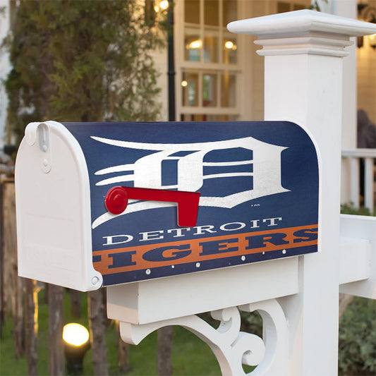 Detroid Tigers On Blue Magnetic Mailbox Cover 18" X 21" Outdoor Decor
