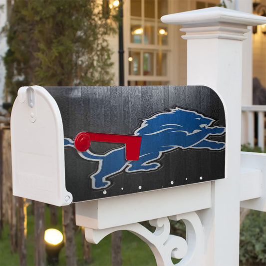 Detroit Lions Logo Magnetic Mailbox Cover 18" X 21" Outdoor Decor