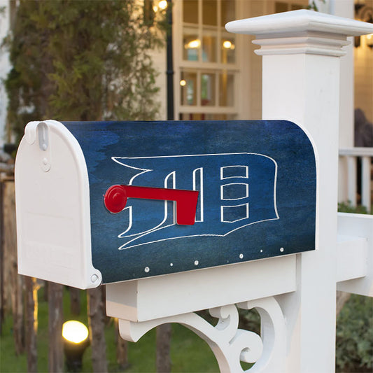 Detroit Logo Blue Magnetic Mailbox Cover 18" X 21" Outdoor Decor