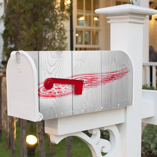 Detroit Red Wings Logo Wood Wallpaper Magnetic Mailbox Cover 18" X 21" Outdoor Decor