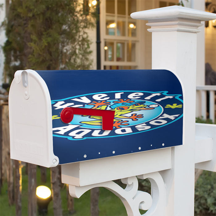 Everett Aquasox Baseball Logo Blue Magnetic Mailbox Cover 18" X 21" Outdoor Decor