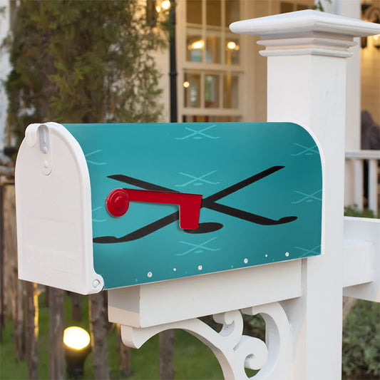 Field Hockey Symbol On Green Magnetic Mailbox Cover 18" X 21" Outdoor Decor