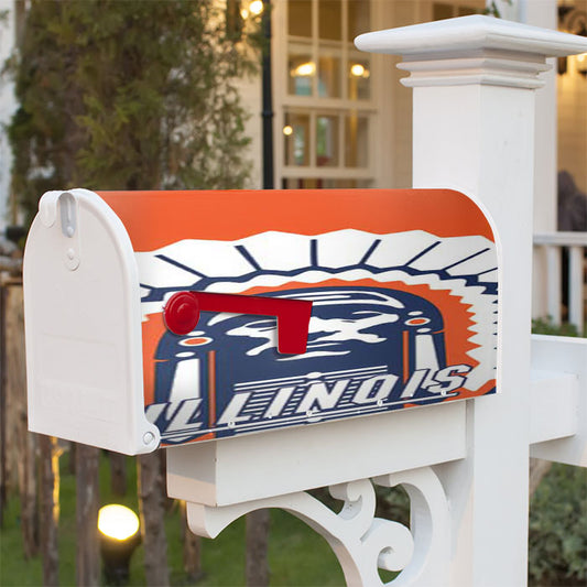 Fighting Illini Logo Orange Magnetic Mailbox Cover 18" X 21" Outdoor Decor