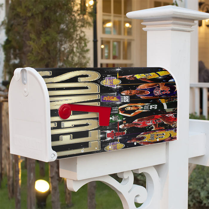 Five Nba Legends Basketball Wallpaper Magnetic Mailbox Cover 18" X 21" Outdoor Decor