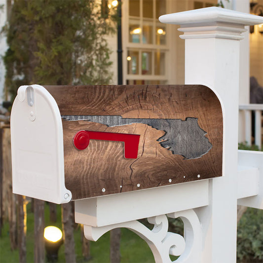 Florida States Map Two Tone Wood Texture Magnetic Mailbox Cover 18" X 21" Outdoor Decor