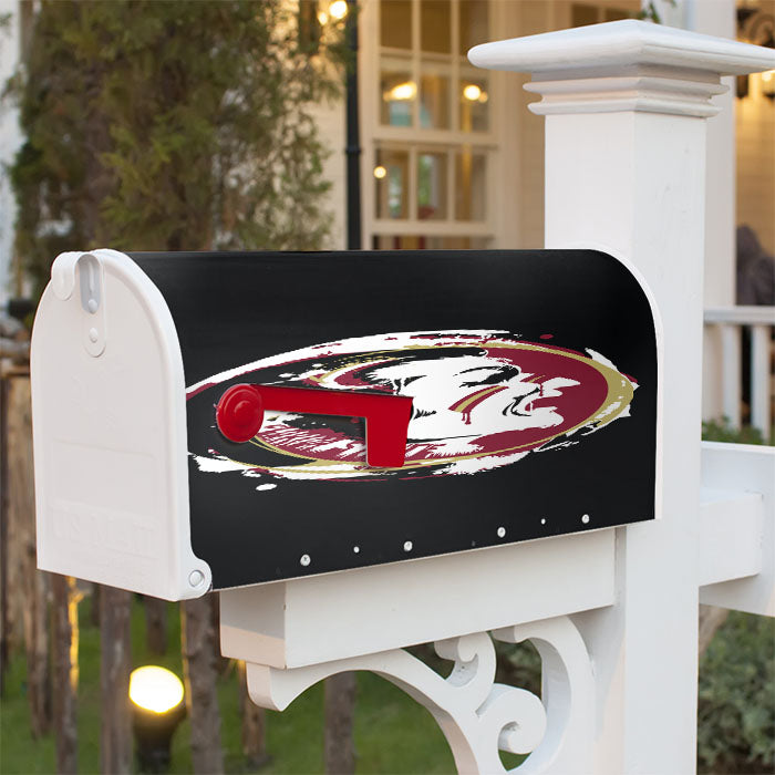 Fsu Florida State Seminols Logo Splat Art Magnetic Mailbox Cover 18" X 21" Outdoor Decor