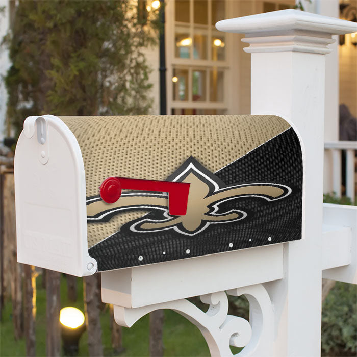 Gold Black Carbon New Orleans Saints Logo Magnetic Mailbox Cover 18" X 21" Outdoor Decor