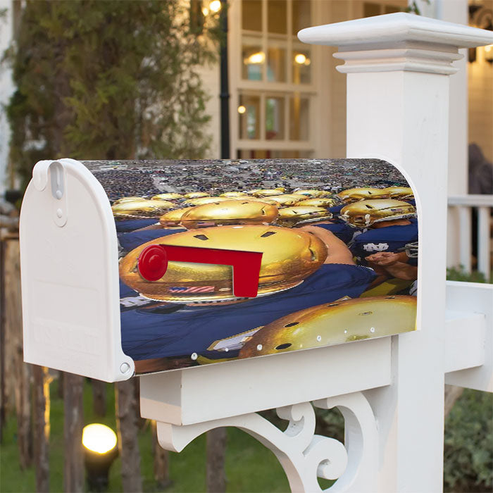 Golden Notre Dame Football Helmet Magnetic Mailbox Cover 18" X 21" Outdoor Decor