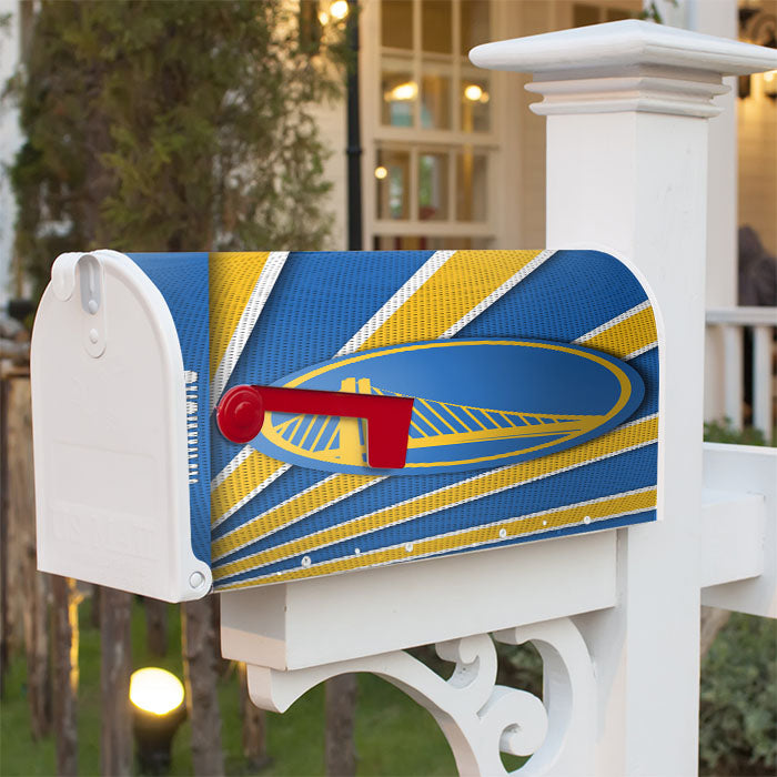 Golden State Warriors Stripe Wallpaper Magnetic Mailbox Cover 18" X 21" Outdoor Decor