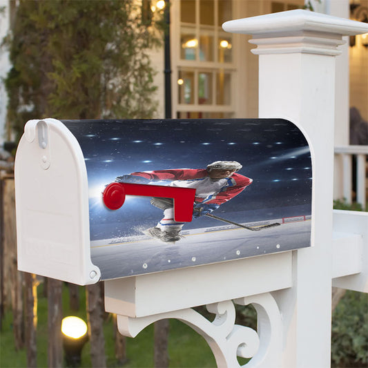 Hockey Man Ice Uniform Magnetic Mailbox Cover 18" X 21" Outdoor Decor