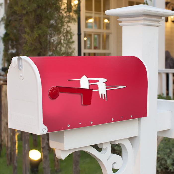Houston Rockets Logo Over Red Magnetic Mailbox Cover 18" X 21" Outdoor Decor