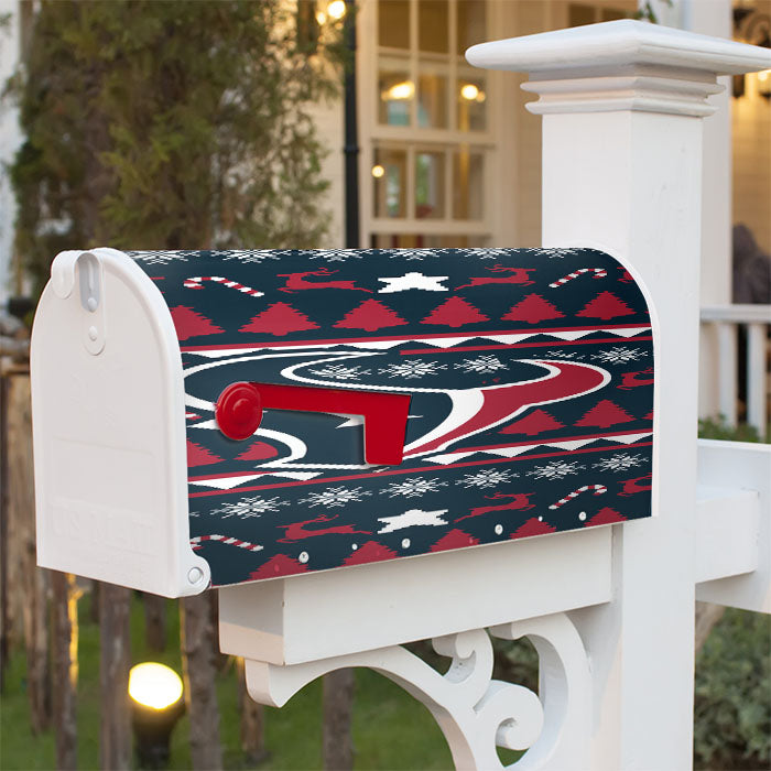Houston Texans Christmas Sweater Magnetic Mailbox Cover 18" X 21" Outdoor Decor
