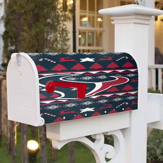 Houston Texans Christmas Sweater Magnetic Mailbox Cover 18" X 21" Outdoor Decor