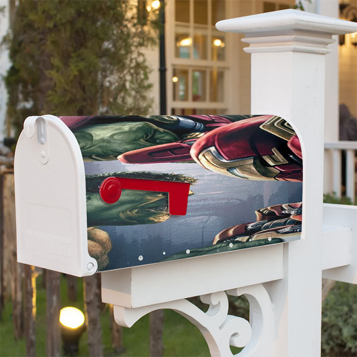 Hulk Vs Hulk Buster Iron Man Magnetic Mailbox Cover 18" X 21" Outdoor Decor