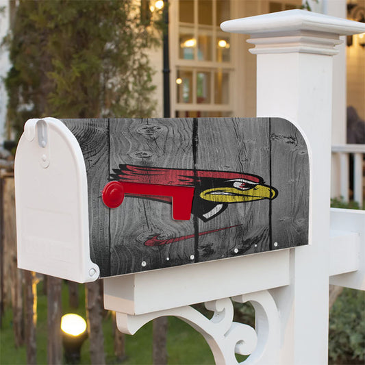 Illinois State University Redbirds Logo Dark Wood Wallpaper Magnetic Mailbox Cover 18" X 21" Outdoor Decor