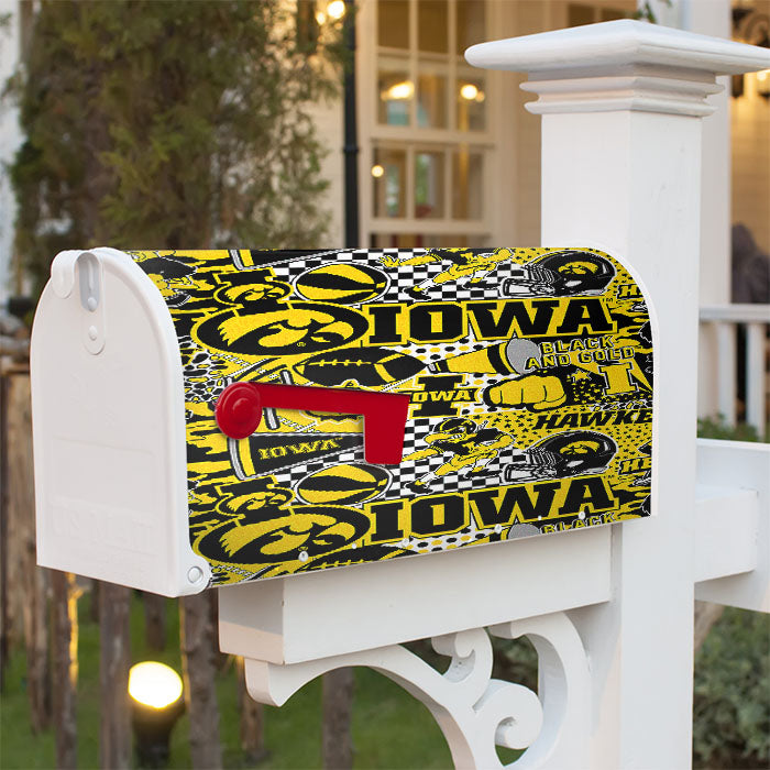 Iowa Hawkeyes Doodle Logo And Mascot Magnetic Mailbox Cover 18" X 21" Outdoor Decor