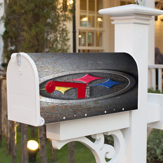 Iron Vintage Symbol Logo Pittsburgh Steelers Magnetic Mailbox Cover 18" X 21" Outdoor Decor