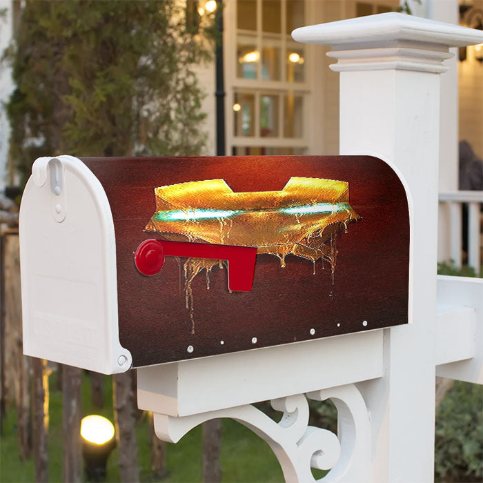 Ironman Melted Gold Mask Magnetic Mailbox Cover 18" X 21" Outdoor Decor