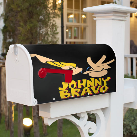 Johnny Bravo Dance On Black Magnetic Mailbox Cover 18" X 21" Outdoor Decor