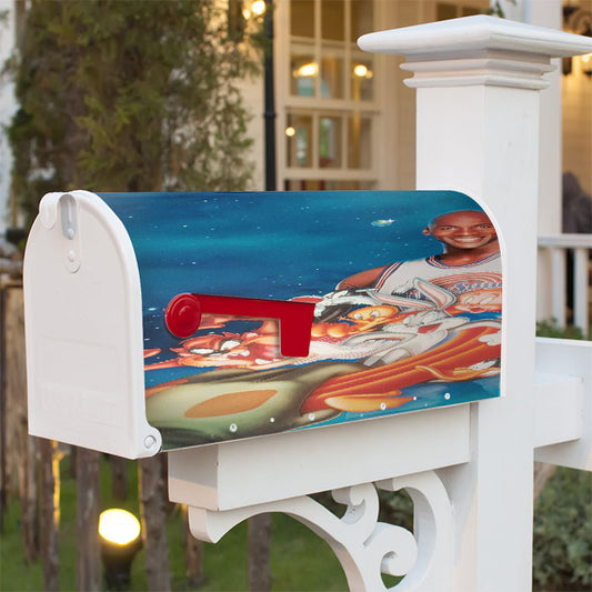 Jordan And Toon Space Jam Magnetic Mailbox Cover 18" X 21" Outdoor Decor