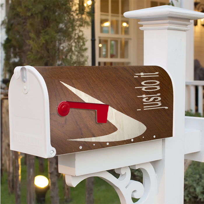 Just Do It Cream Wood Magnetic Mailbox Cover 18" X 21" Outdoor Decor