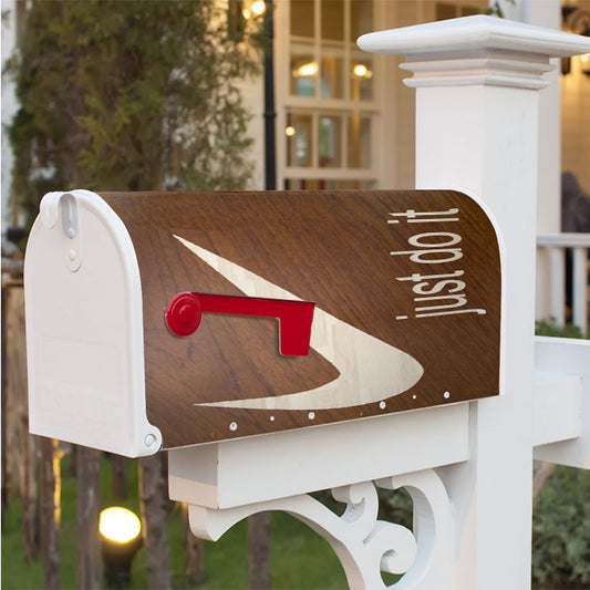 Just Do It Cream Wood Magnetic Mailbox Cover 18" X 21" Outdoor Decor