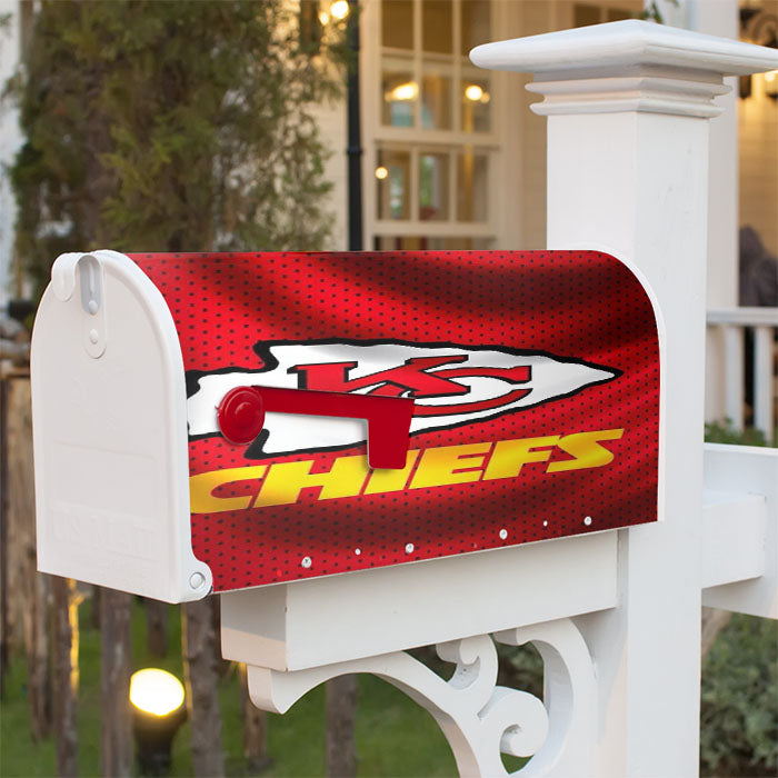 Kansas City Chiefs Jersey Texture Wallpaper Magnetic Mailbox Cover 18" X 21" Outdoor Decor