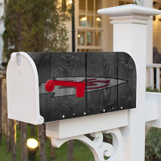 Kansas City Chiefs Nfl Logo Dark Wood Wallpaper Magnetic Mailbox Cover 18" X 21" Outdoor Decor