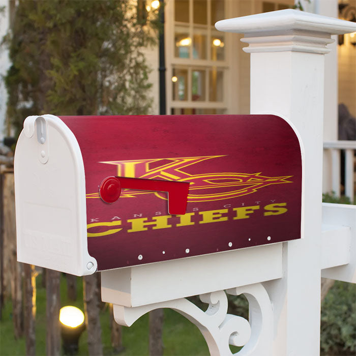 Kansas City Chiefs Red Grunge Wallpaper Magnetic Mailbox Cover 18" X 21" Outdoor Decor