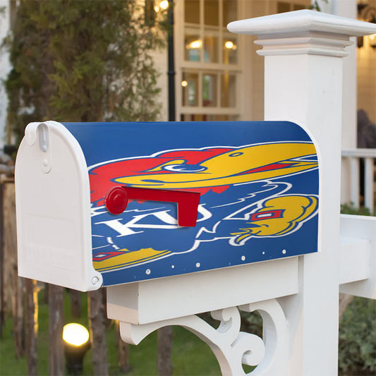 Kansas Jayhawks Logo Tilted Magnetic Mailbox Cover 18" X 21" Outdoor Decor