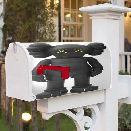 Kaws Companion Open Edition Vinyl Black Magnetic Mailbox Cover 18" X 21" Outdoor Decor