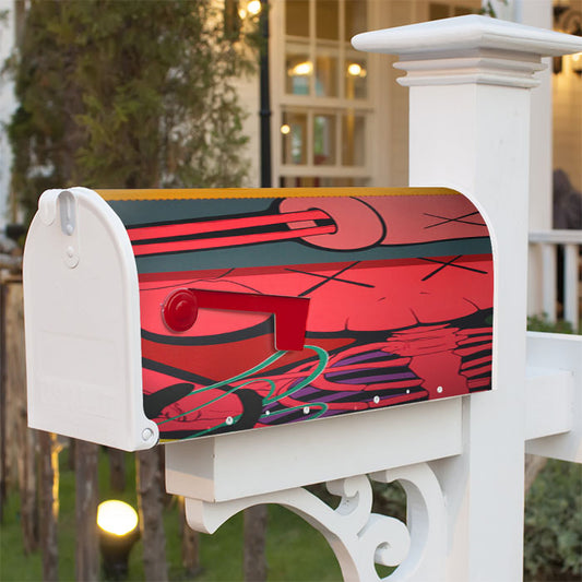 Kaws Mural Color Red Magnetic Mailbox Cover 18" X 21" Outdoor Decor