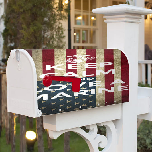 Keep Calm And Love Your Marine Magnetic Mailbox Cover 18" X 21" Outdoor Decor
