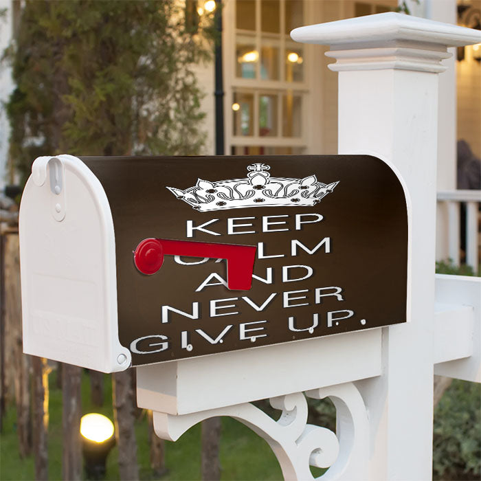 Keep Calm And Never Give Up Magnetic Mailbox Cover 18" X 21" Outdoor Decor
