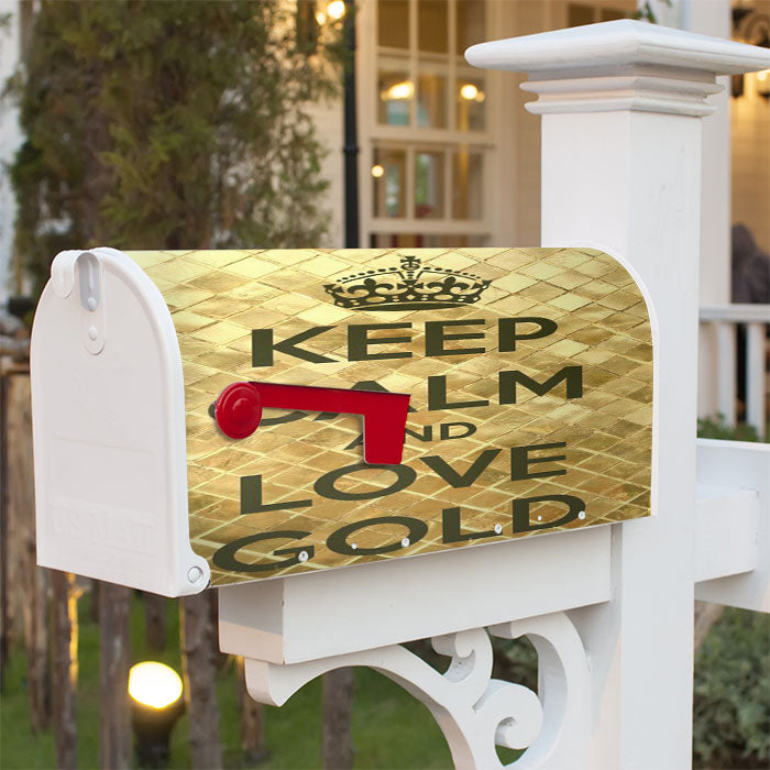 Keep Calm Love Gold Magnetic Mailbox Cover 18" X 21" Outdoor Decor