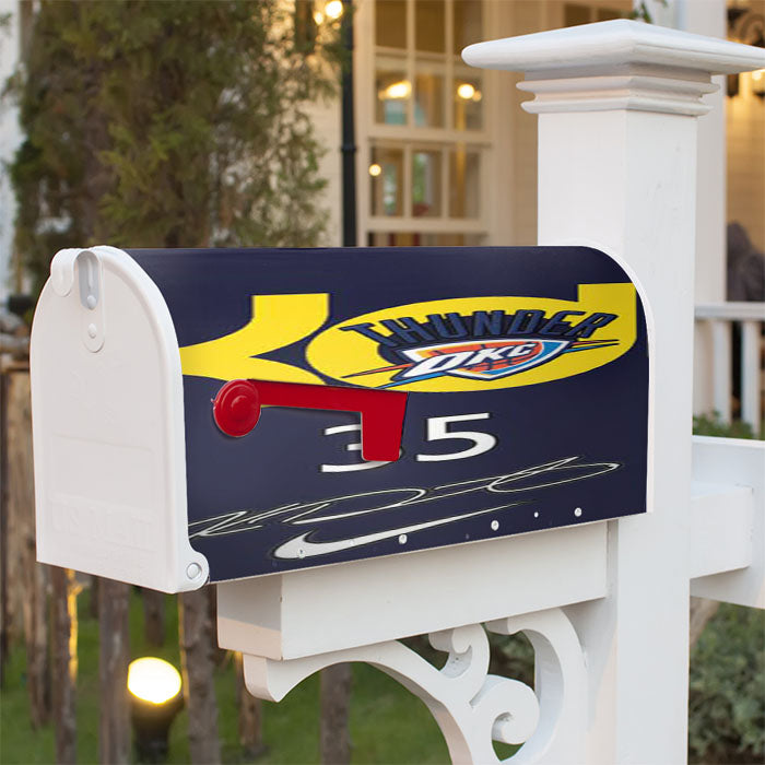 Kevin Durant Autograph Blue Magnetic Mailbox Cover 18" X 21" Outdoor Decor