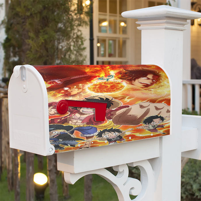 Kid Luffy Sabo And Ace One Piece Characters Magnetic Mailbox Cover 18" X 21" Outdoor Decor